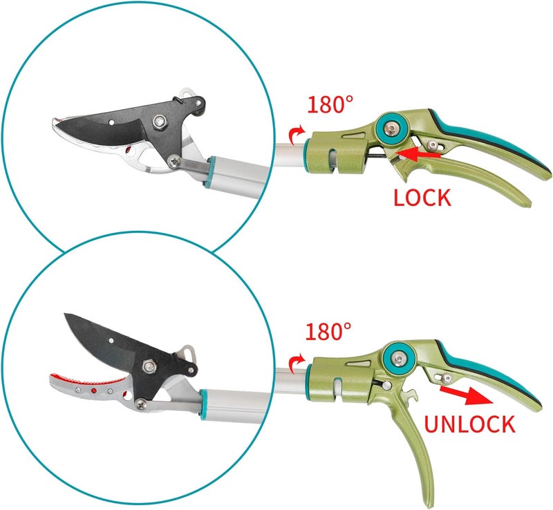 GARTOL Cut & Hold Pole Pruner, 4.2 FT Lightweight Fruit Picker with 180° Rotating Handle, SK5 Steel Blade Cuts up to 1/2 Inch, Long Reach Garden Tree Trimmer & Branch Cutter for Shrubs, Bushes - Image 3